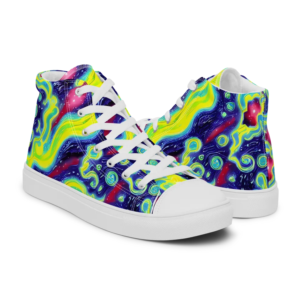 Acid Moonlight on Women's High Top Canvas Shoes — Right