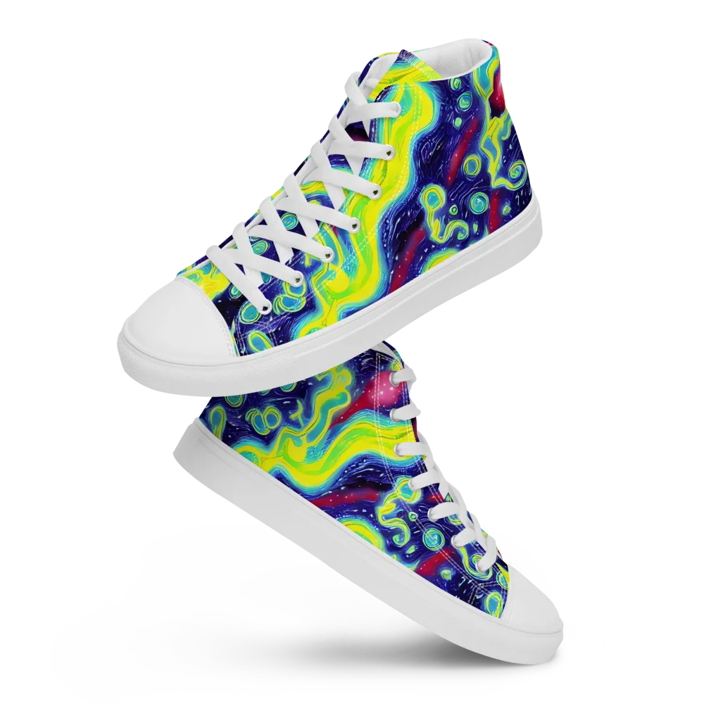 Acid Moonlight on Women's High Top Canvas Shoes — Front
