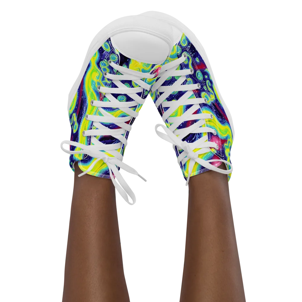 Acid Moonlight on Women's High Top Canvas Shoes — Front