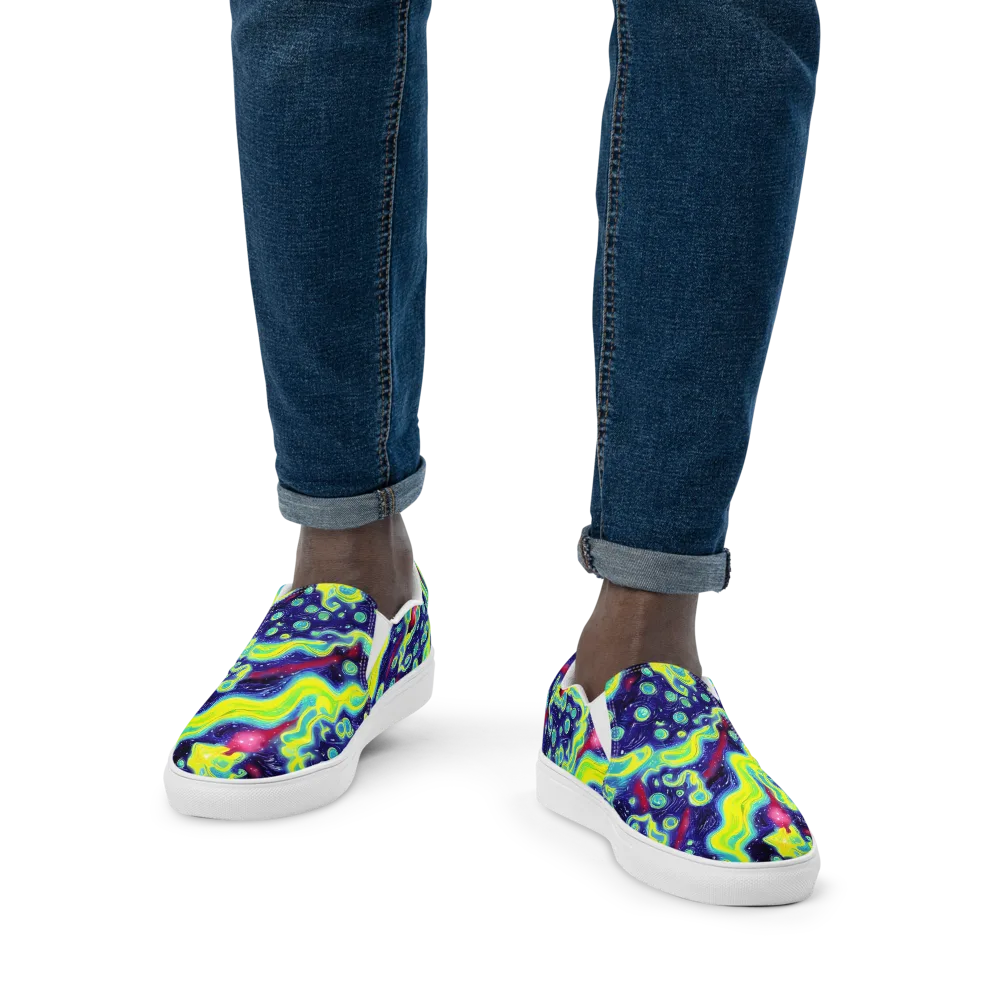 Acid Moonlight on Men's Slip-On Canvas Shoes — Front