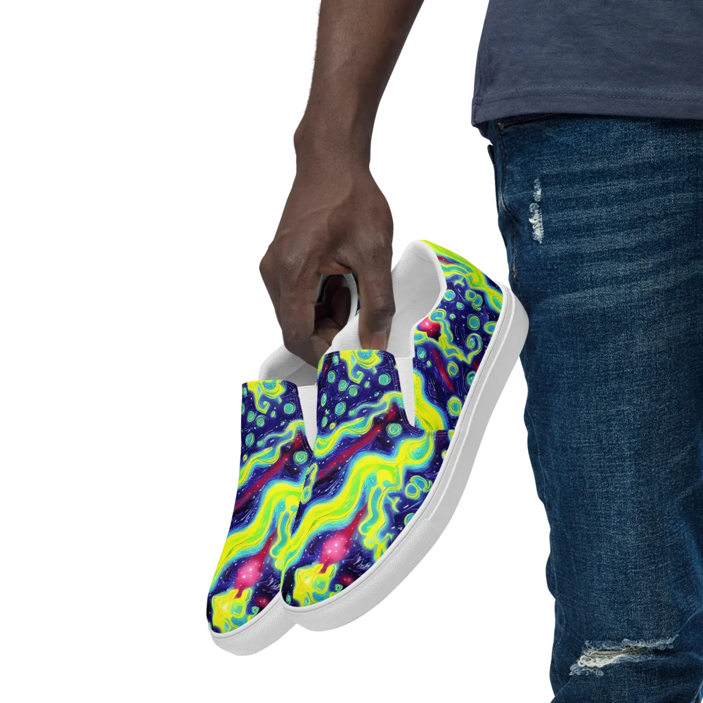 Acid Moonlight on Men's Slip-On Canvas Shoes — Left Front