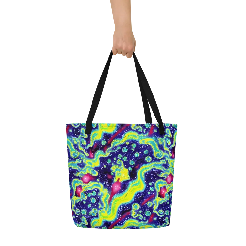 Acid Moonlight on Large Tote Bag W/ Pocket — Front