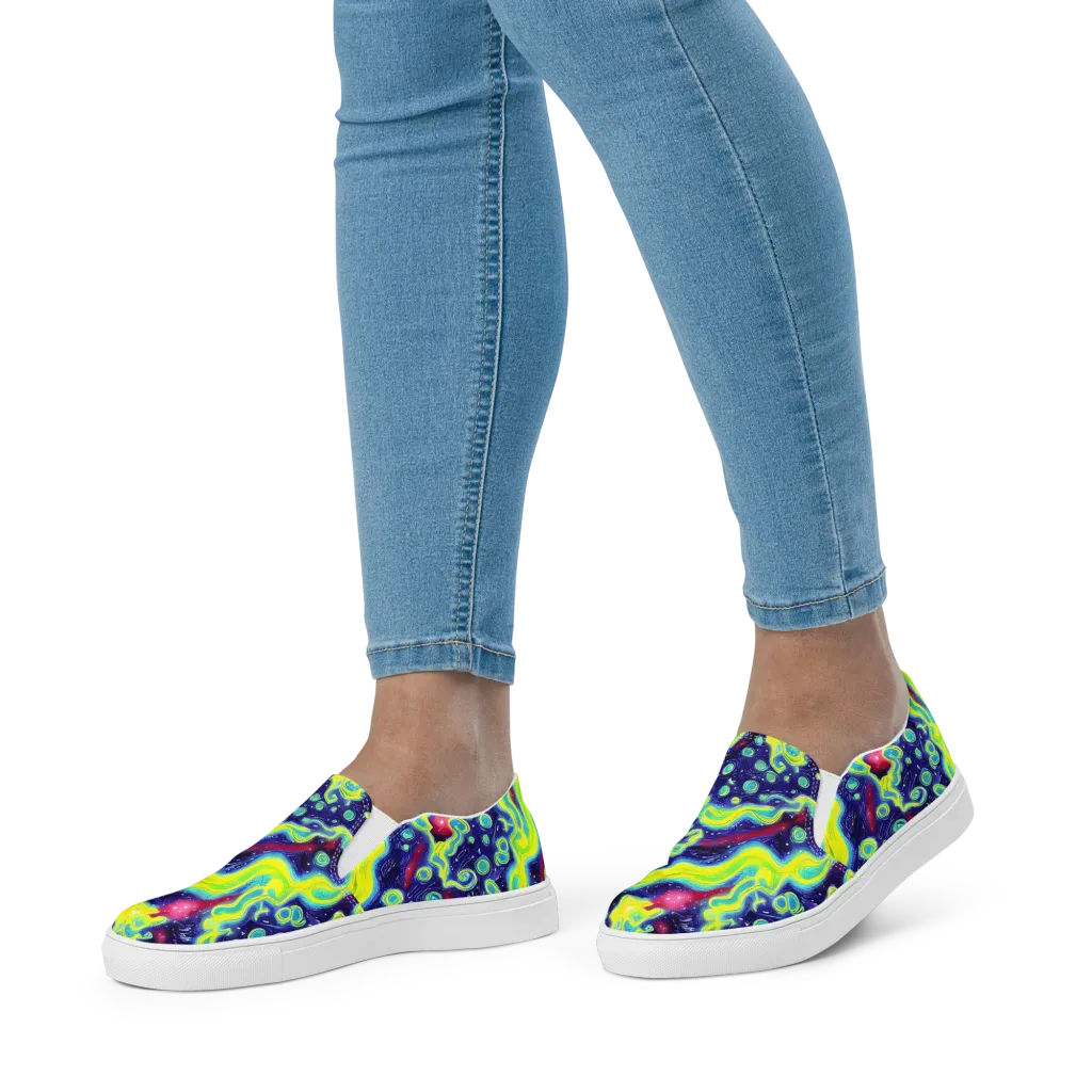 Acid Moonlight on Women's Slip-On Canvas Shoes — Front