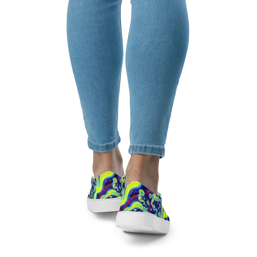 Acid Moonlight on Women's Slip-On Canvas Shoes — Back
