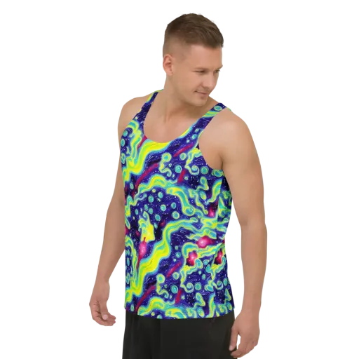 Acid Moonlight on a Men's Tank Top
