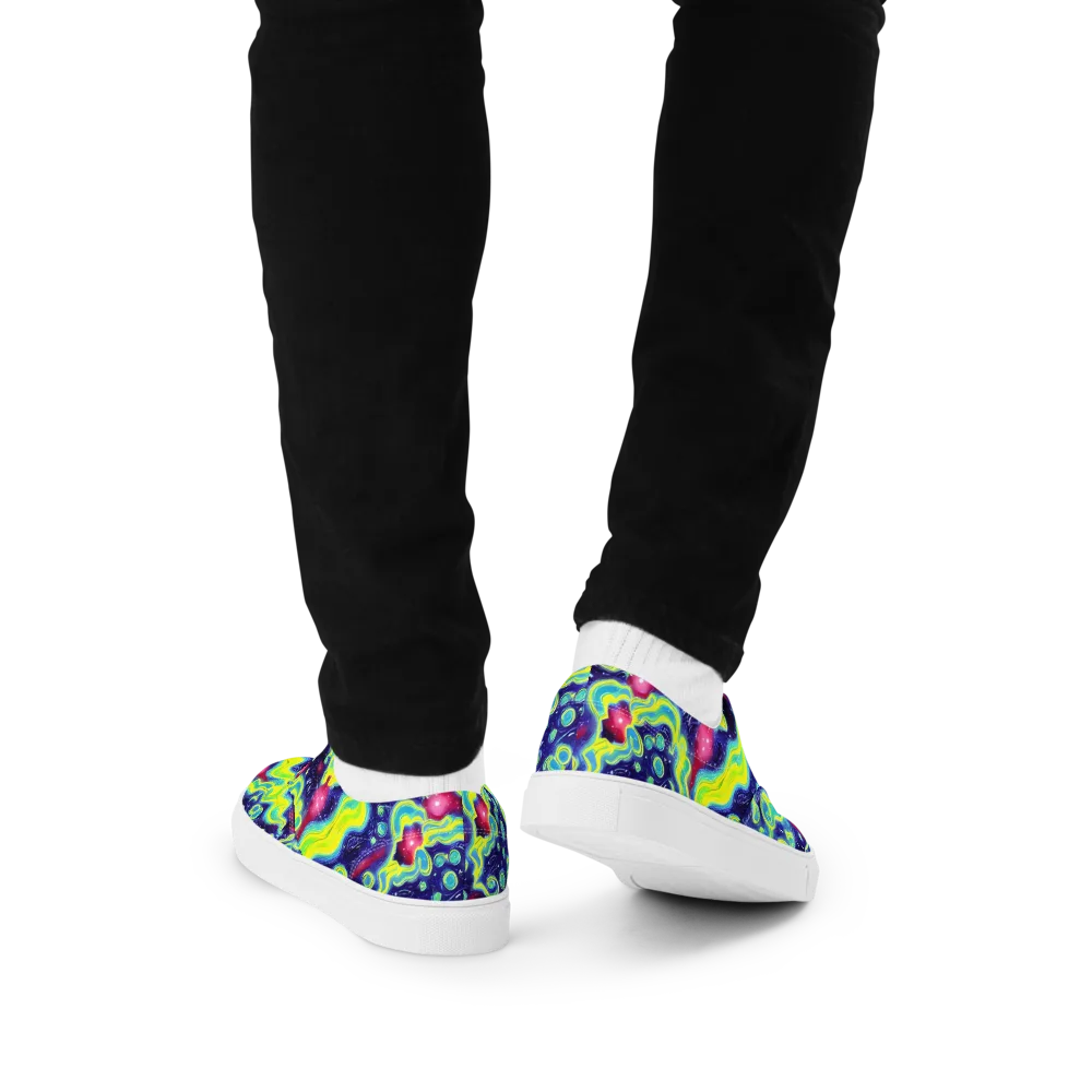 Acid Moonlight on Men's Lace-Up Canvas Shoes — Back