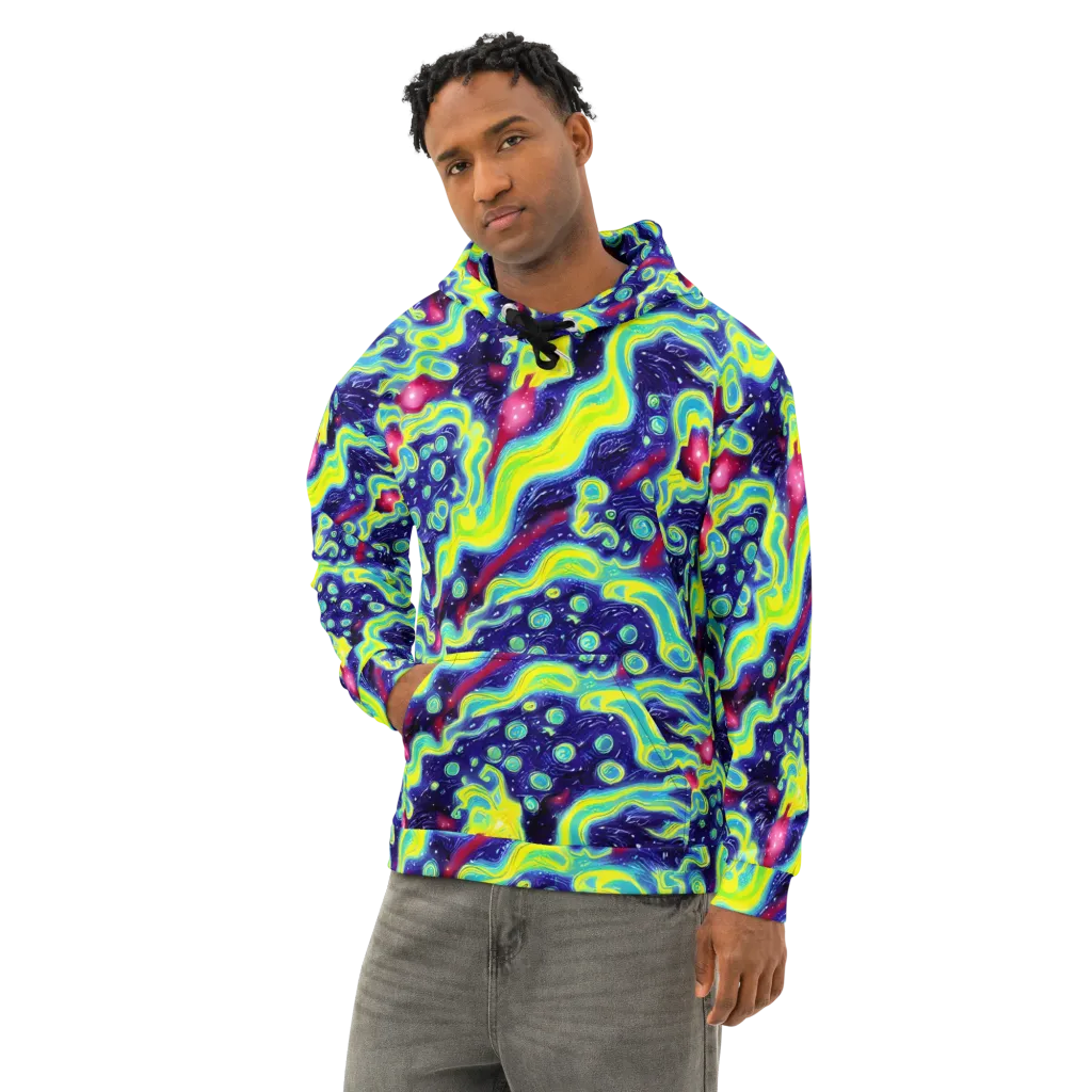 Acid Moonlight on Cotton Hoodie — Left Front