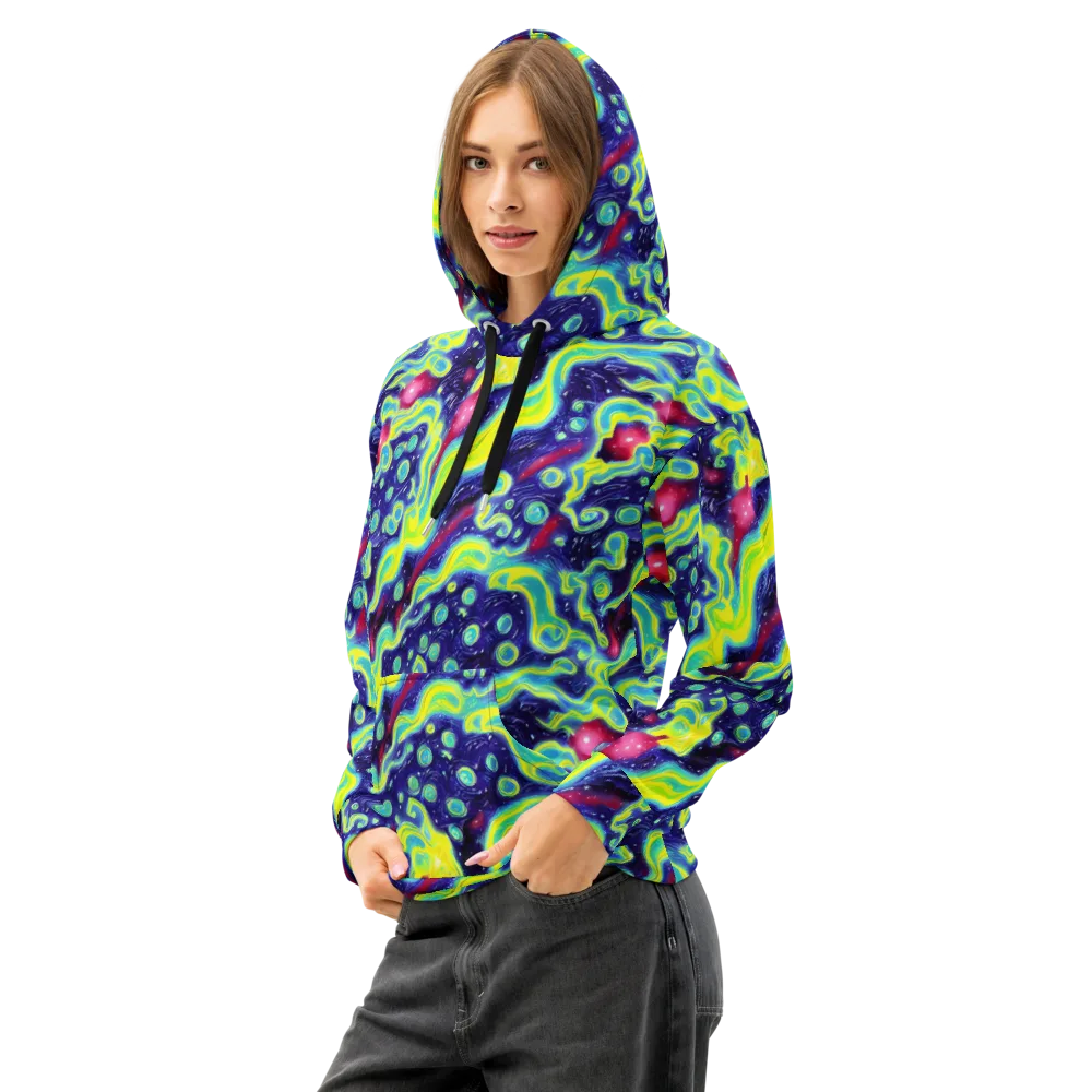 Acid Moonlight on Cotton Hoodie — Left Front