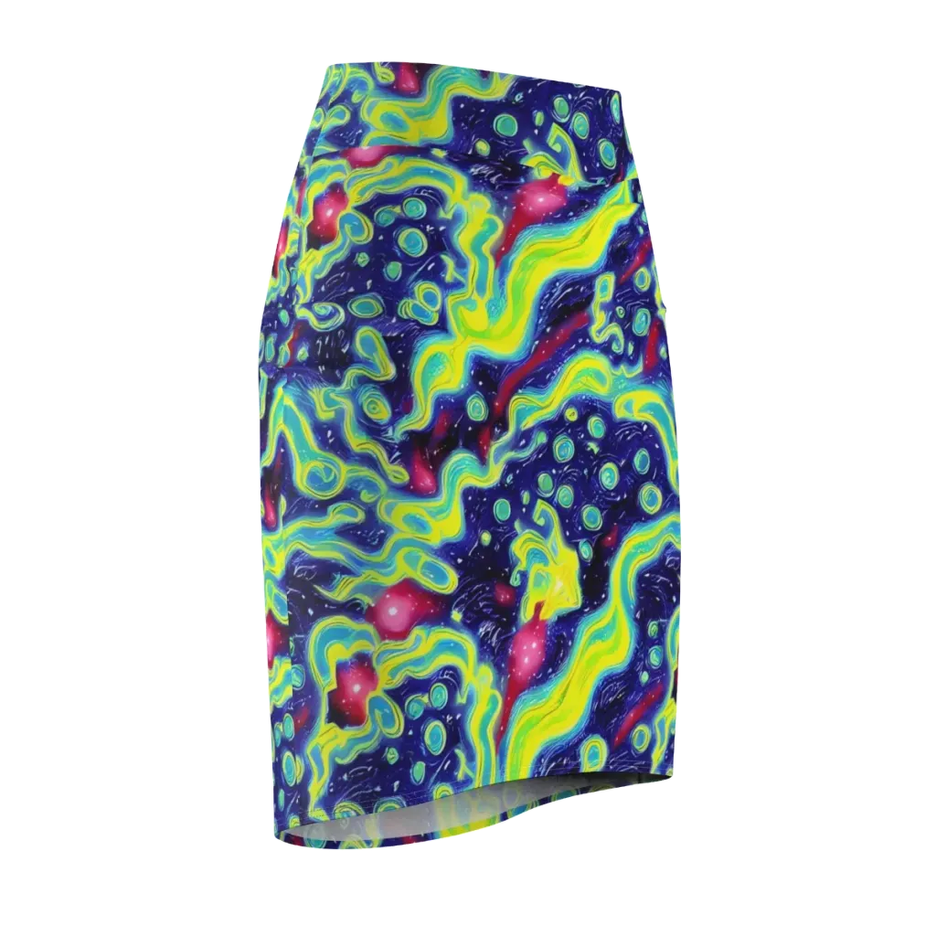 Acid Moonlight on Pencil Skirt — Front Side
