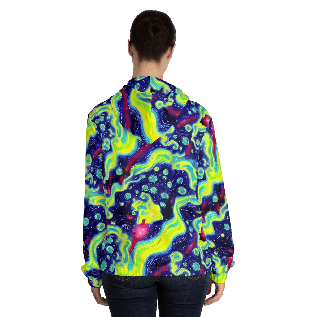 Acid Moonlight on Women's Full-Zip Hoodie — Back On Person