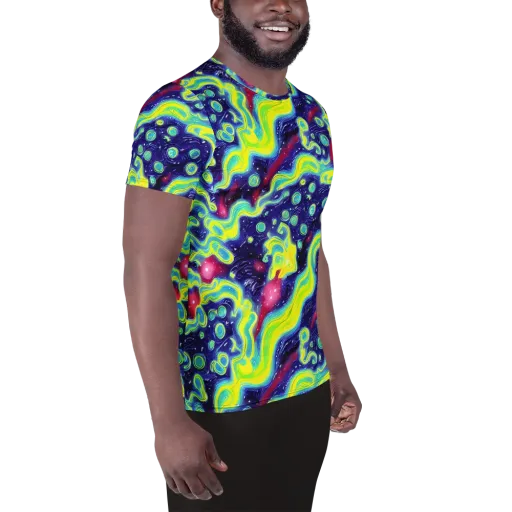 Acid Moonlight on a Men's Athletic T-Shirt