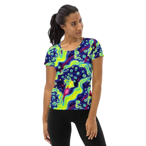 Acid Moonlight on a Women's Athletic T-Shirt
