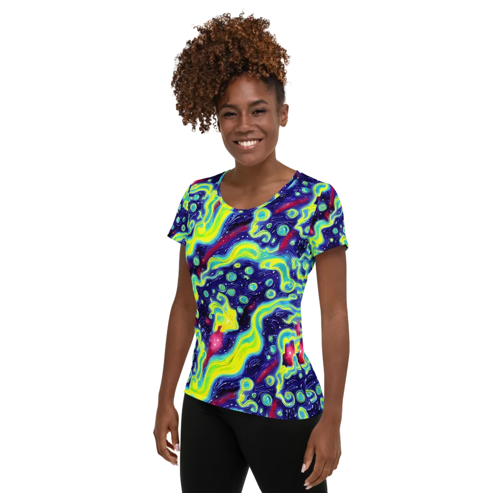 Acid Moonlight on Women's Athletic T-Shirt — Left