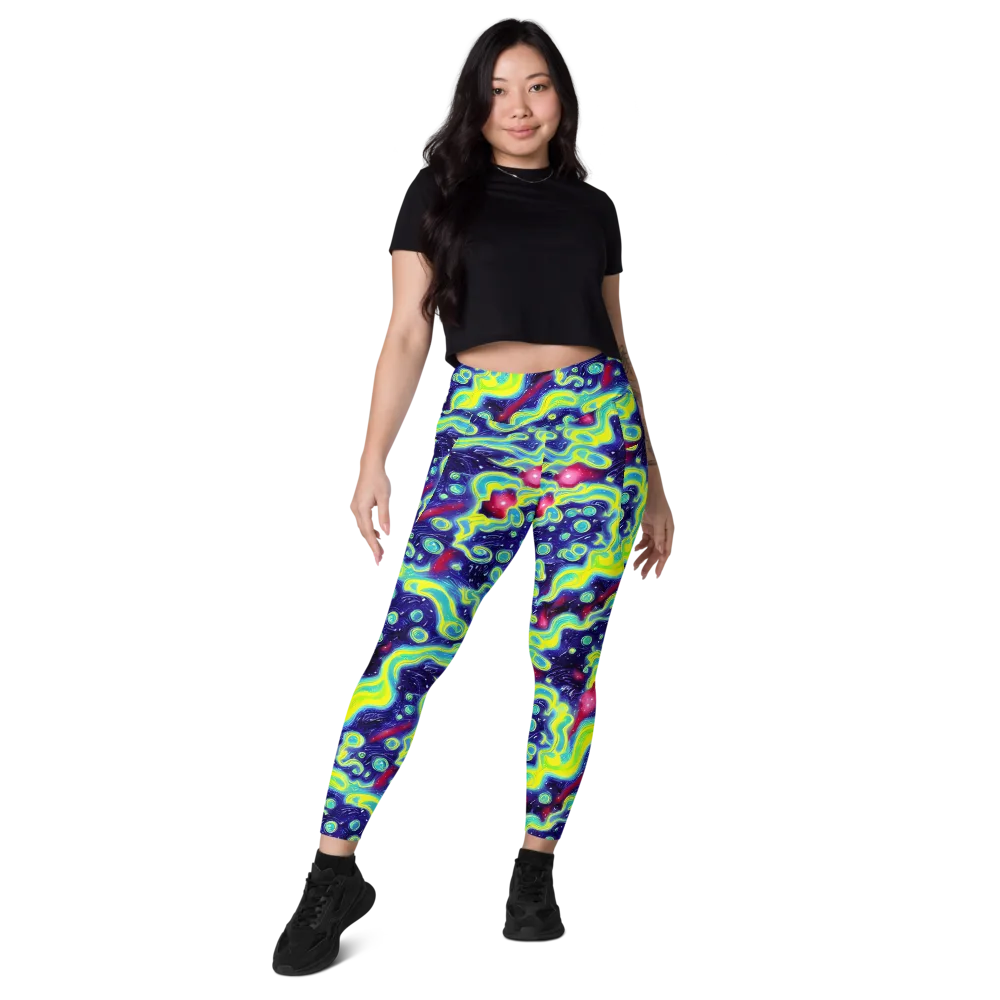 Acid Moonlight on Leggings with Pockets — Front