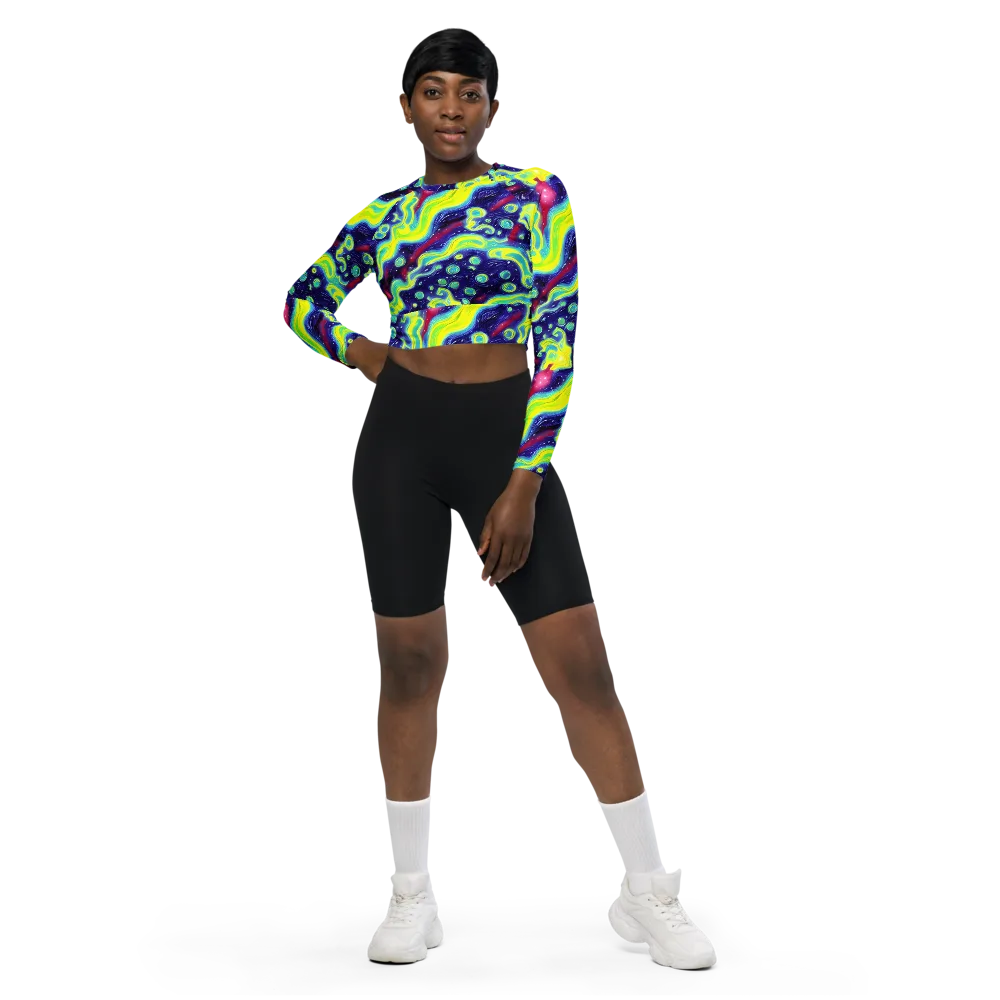 Acid Moonlight on Long Sleeve Crop Top — Front
