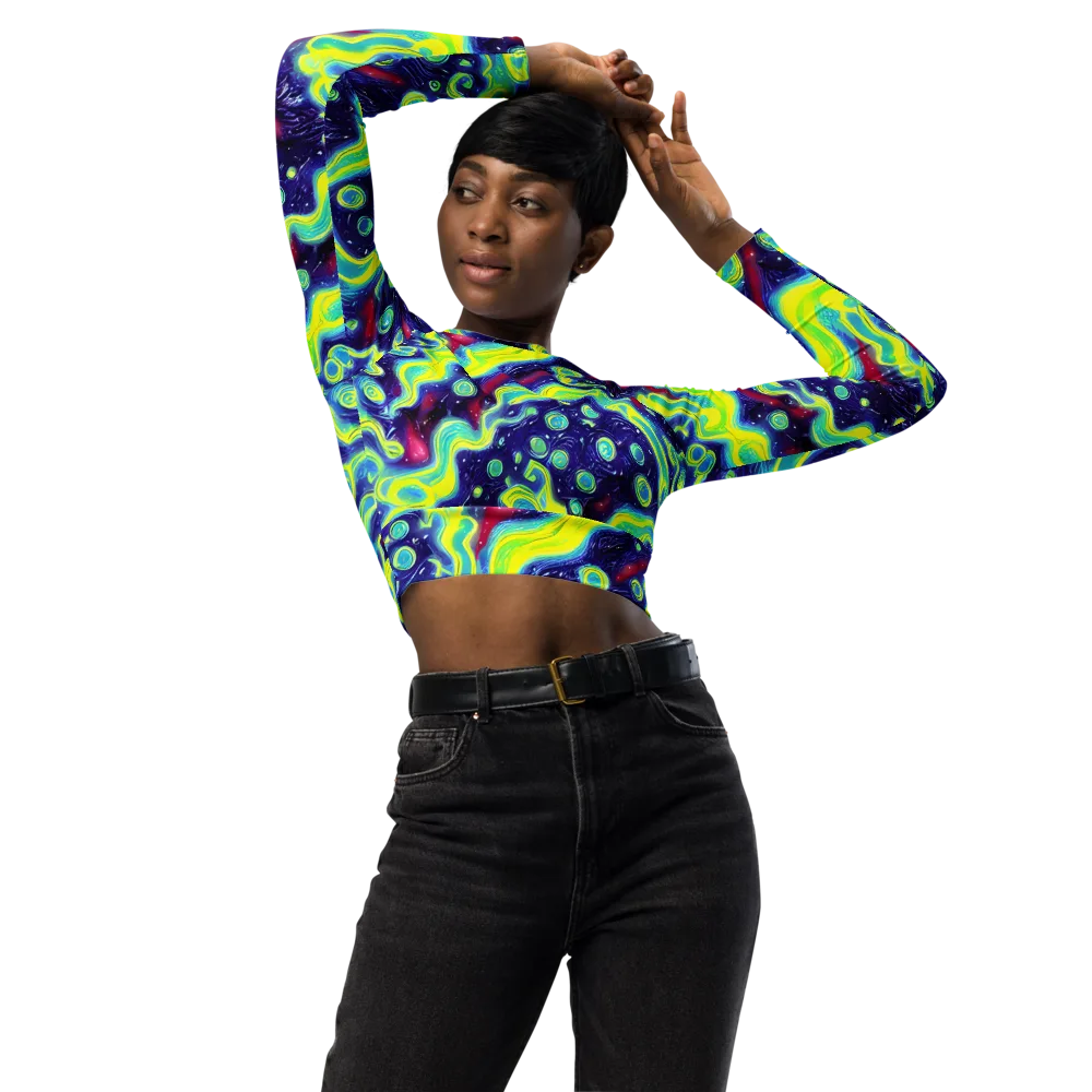 Acid Moonlight on Long Sleeve Crop Top — Front