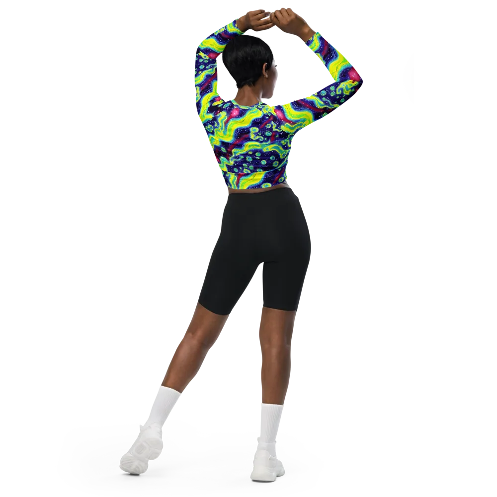 Acid Moonlight on Long Sleeve Crop Top — Back
