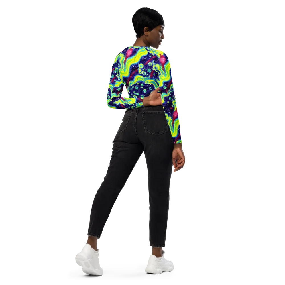 Acid Moonlight on Long Sleeve Crop Top — Right Back