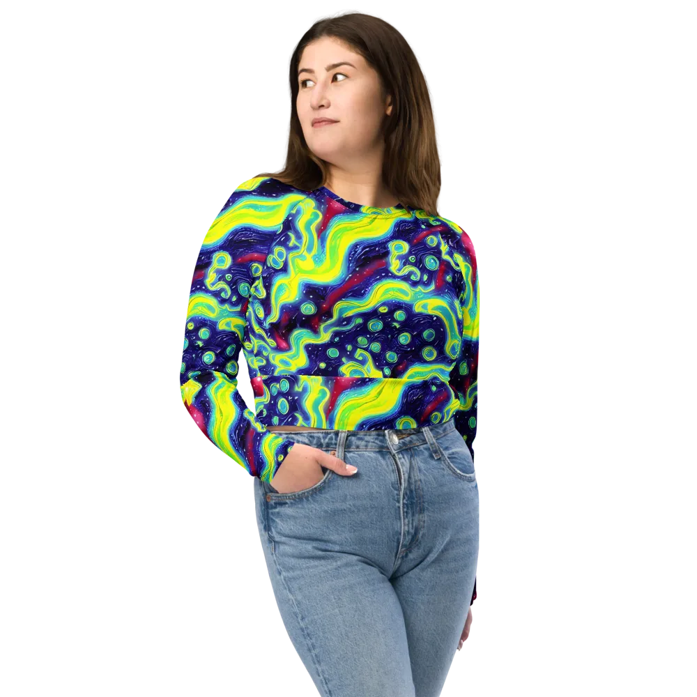 Acid Moonlight on Long Sleeve Crop Top — Front