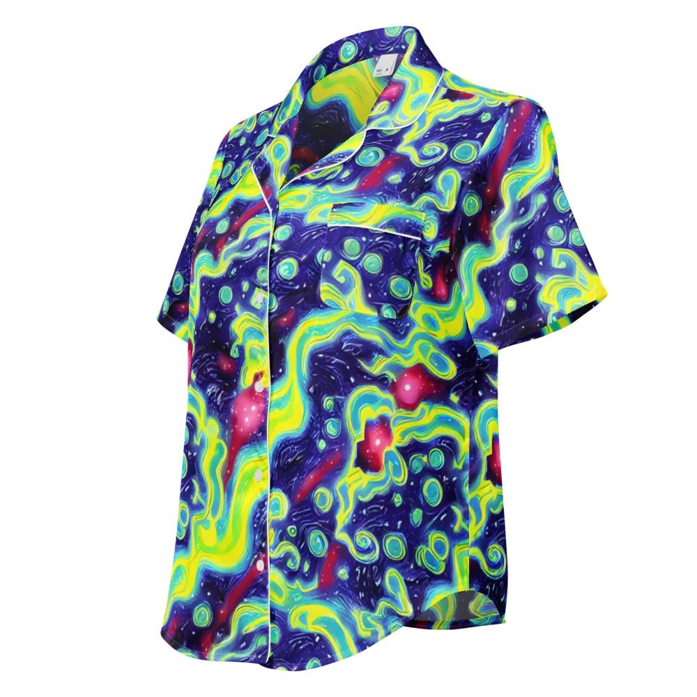 Acid Moonlight on Women's Short Sleeve Pajama Top — Left Front