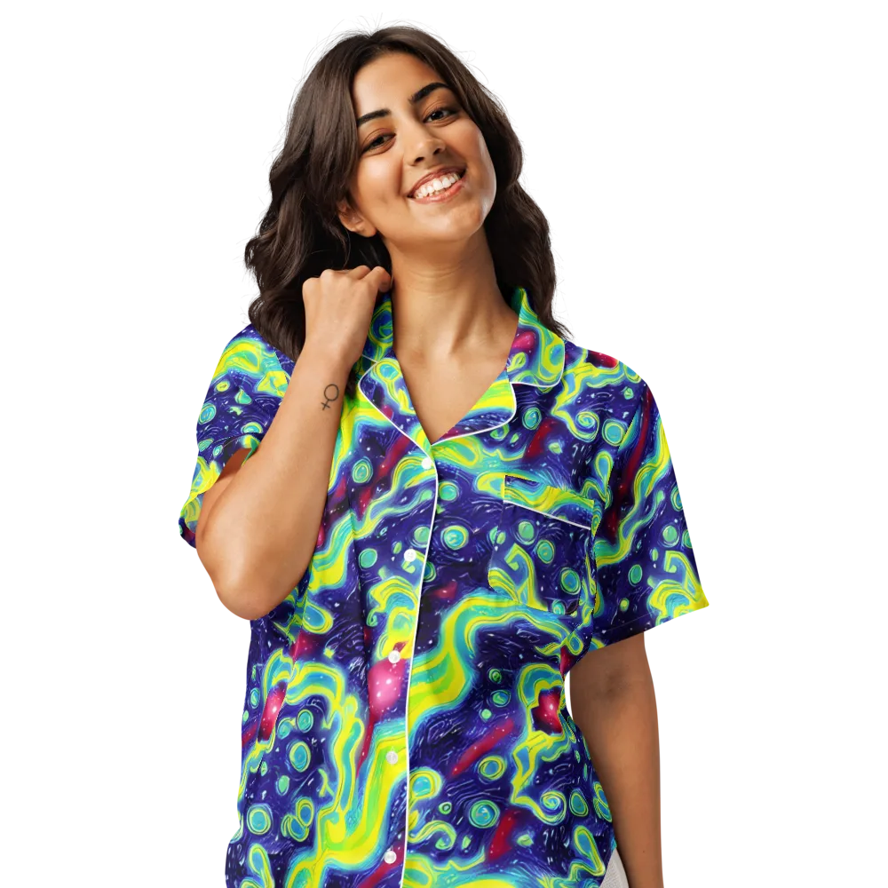 Acid Moonlight on Women's Short Sleeve Pajama Top — Front
