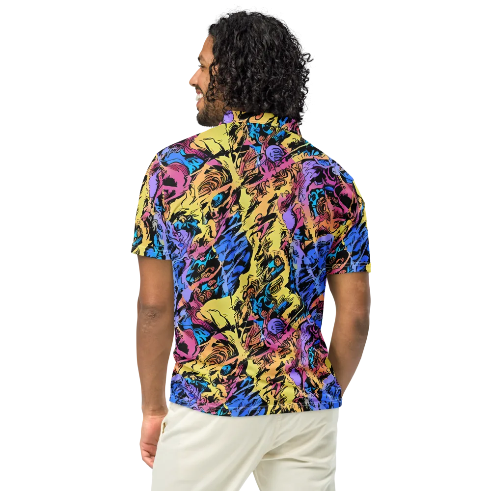 Pop-tide on Men's Slim Fit Polo Shirt — Back