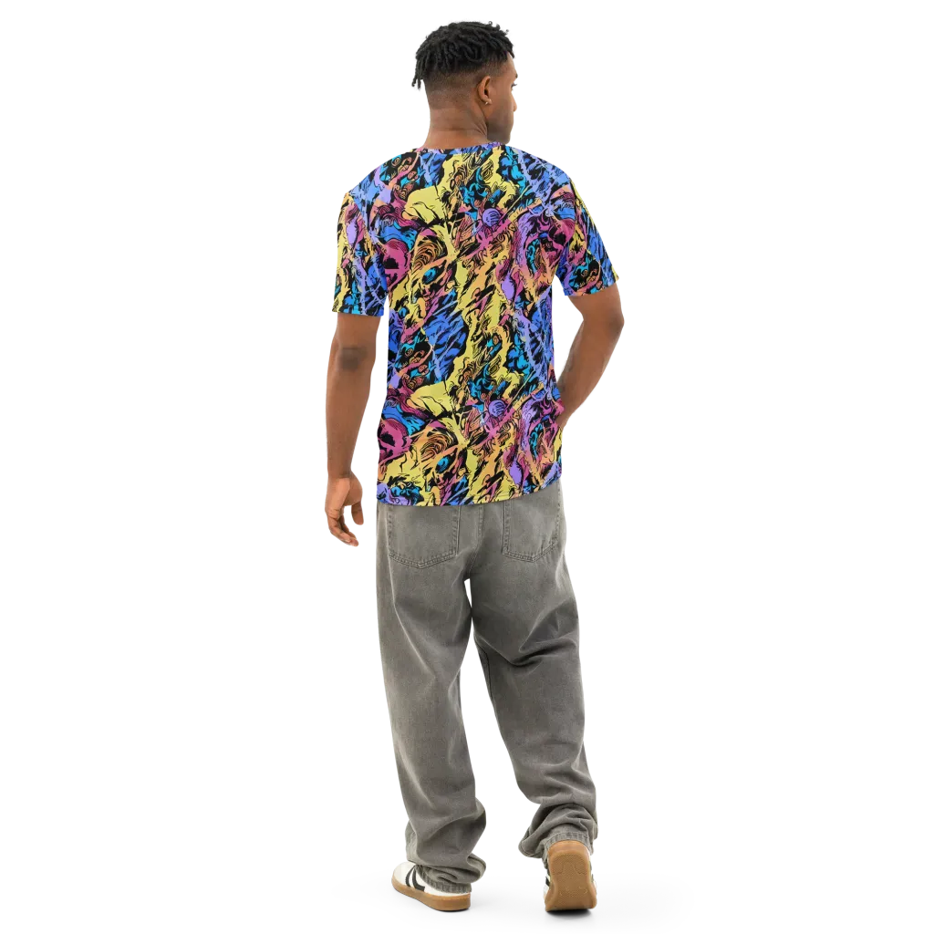 Pop-tide on Men's Cotton Crew Neck T-Shirt — Back