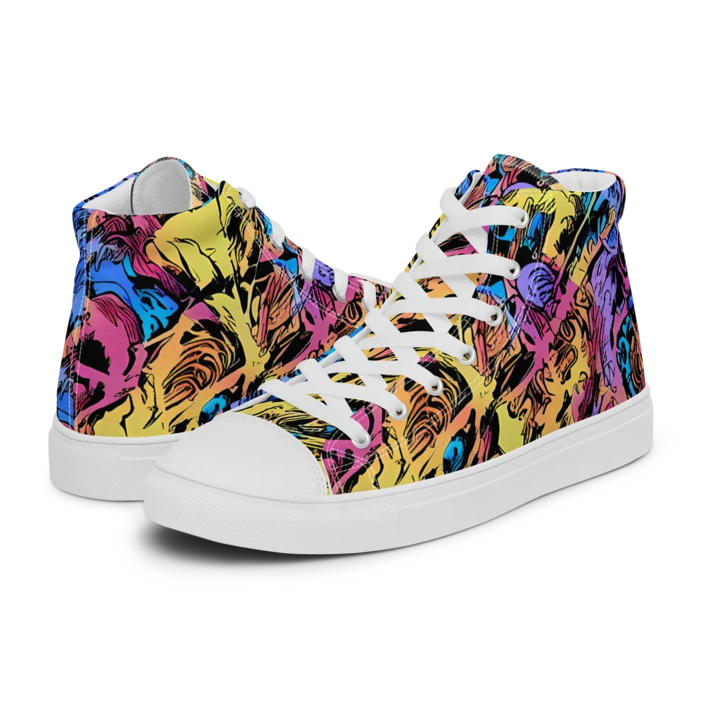 Pop-tide on Men's High Top Canvas Shoes — Left