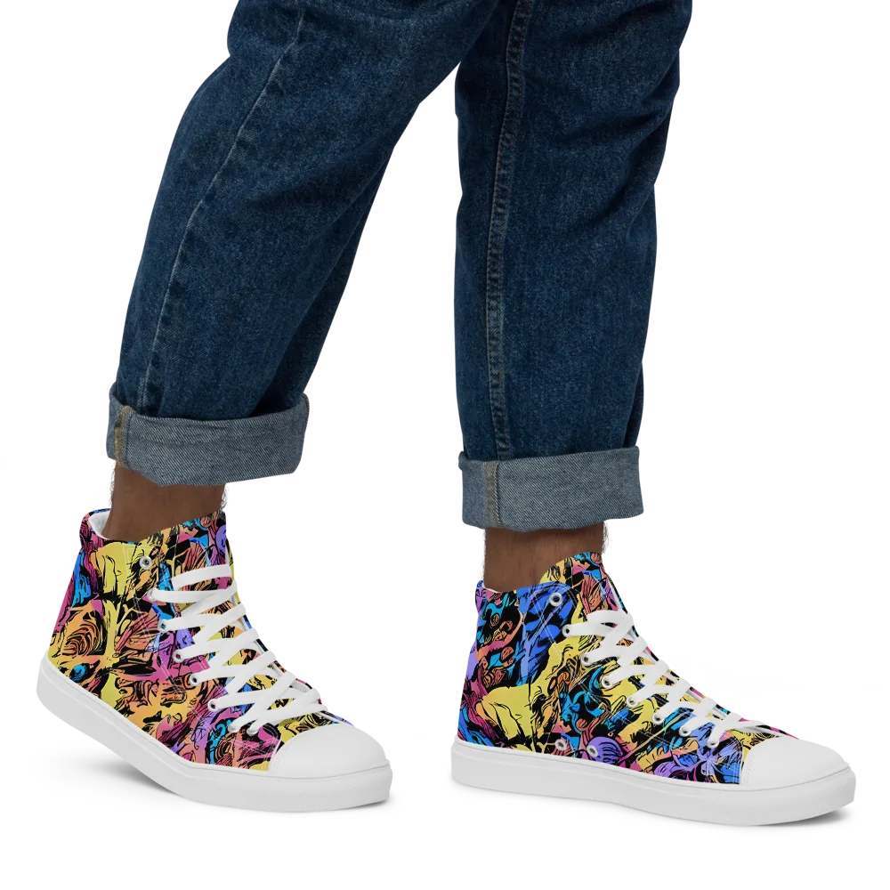 Pop-tide on Men's High Top Canvas Shoes — Right