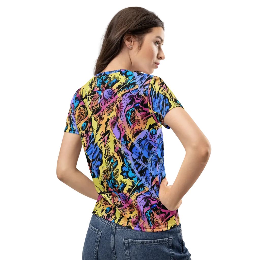 Pop-tide on Women's Crew Neck T-Shirt — Back