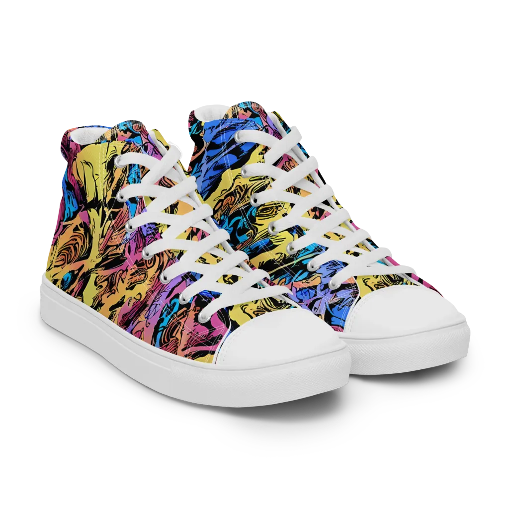 Pop-tide on Women's High Top Canvas Shoes — Right Front