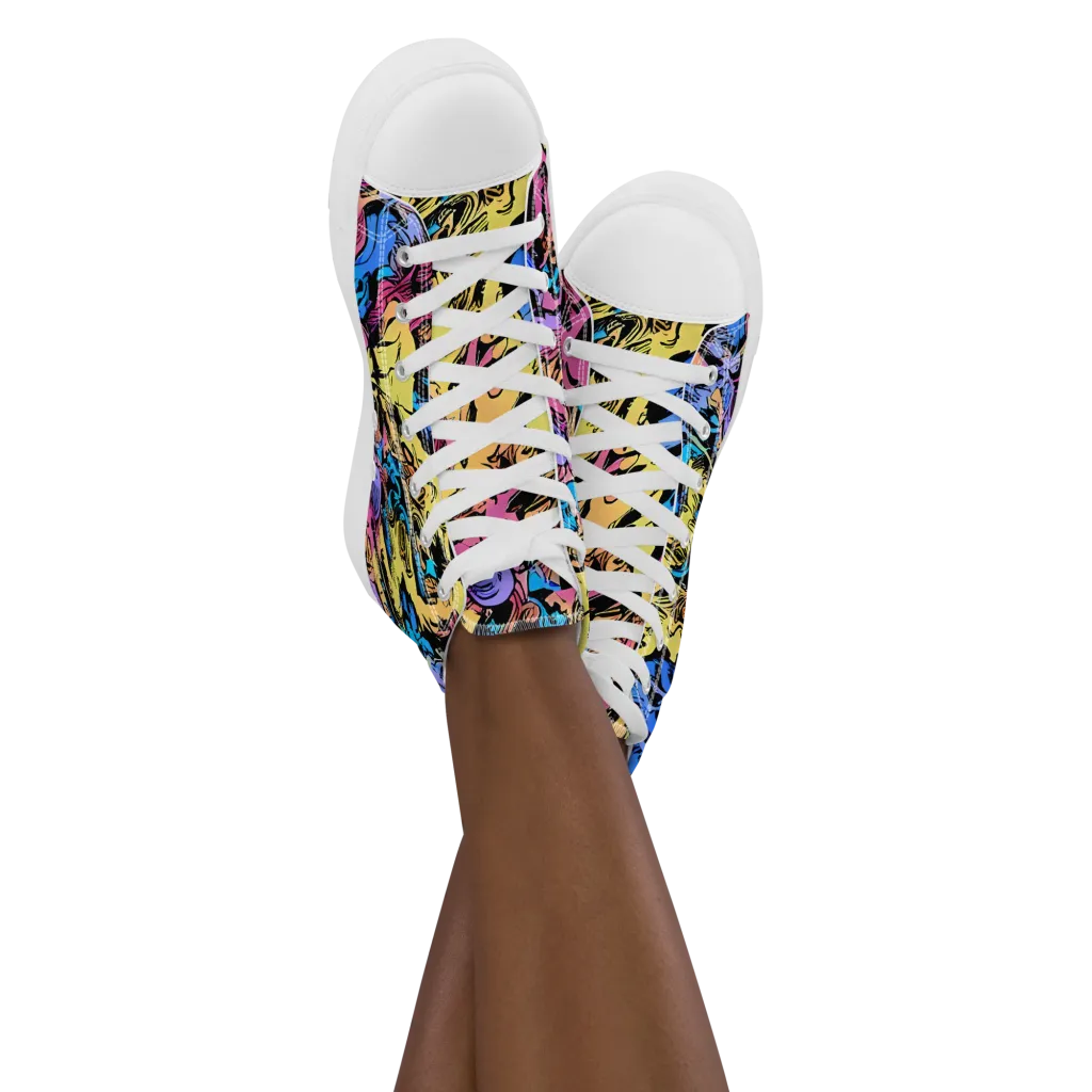 Pop-tide on Women's High Top Canvas Shoes — Front