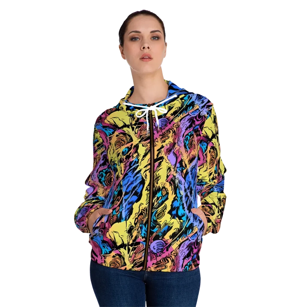 Pop-tide on Women's Full-Zip Hoodie — Front On Person