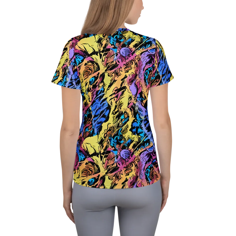 Pop-tide on Women's Athletic T-Shirt — Back