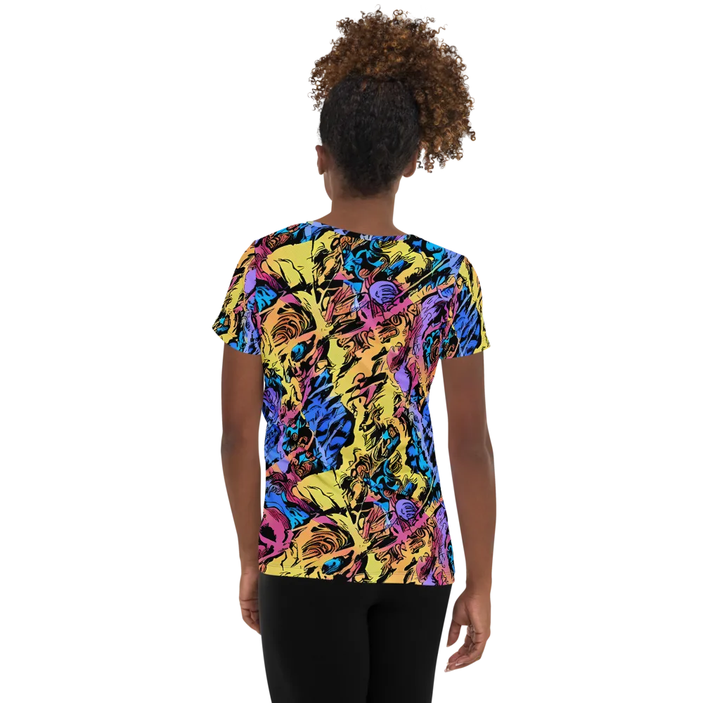 Pop-tide on Women's Athletic T-Shirt — Back