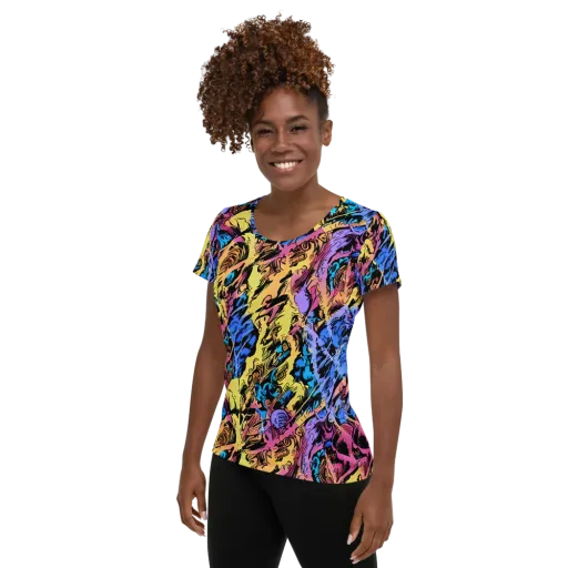Pop-tide on a Women's Athletic T-Shirt