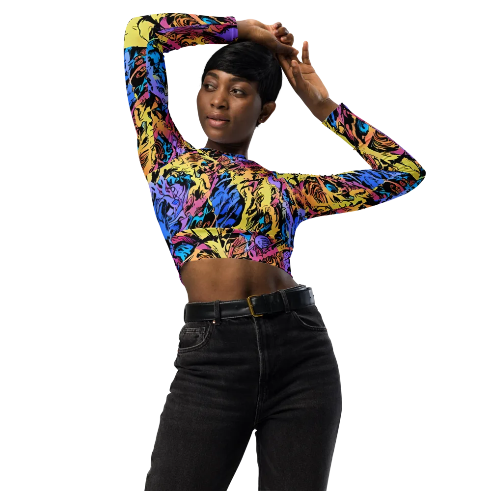 Pop-tide on Long Sleeve Crop Top — Front