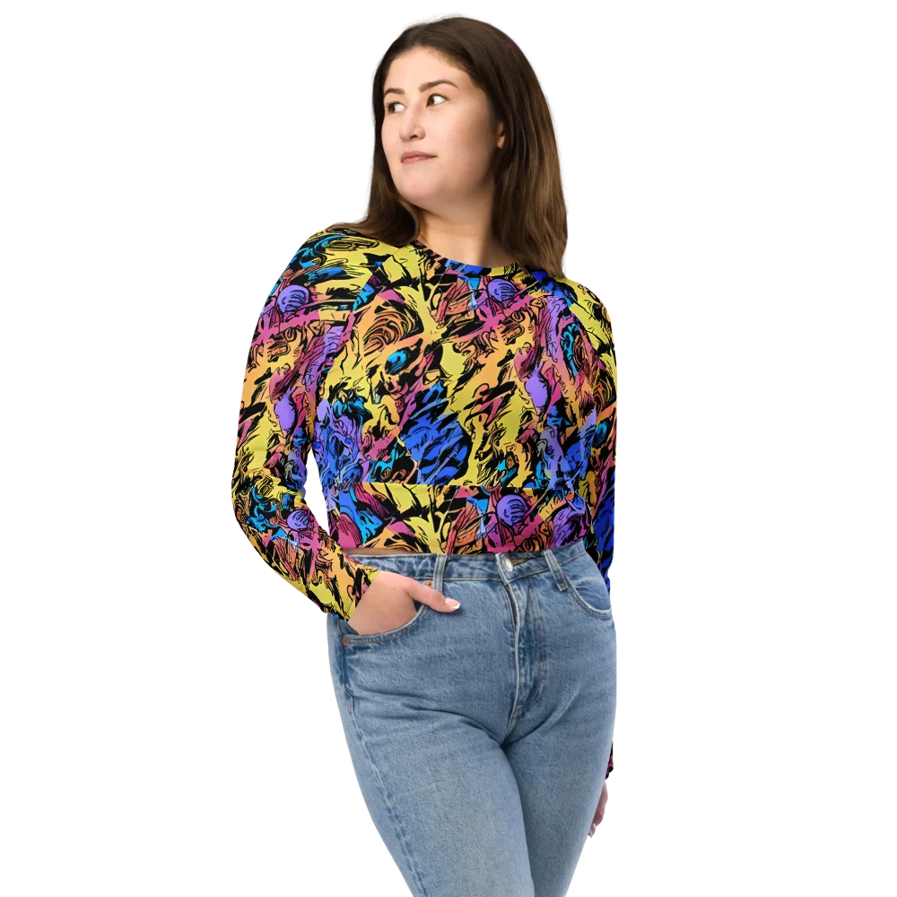 Pop-tide on Long Sleeve Crop Top — Front