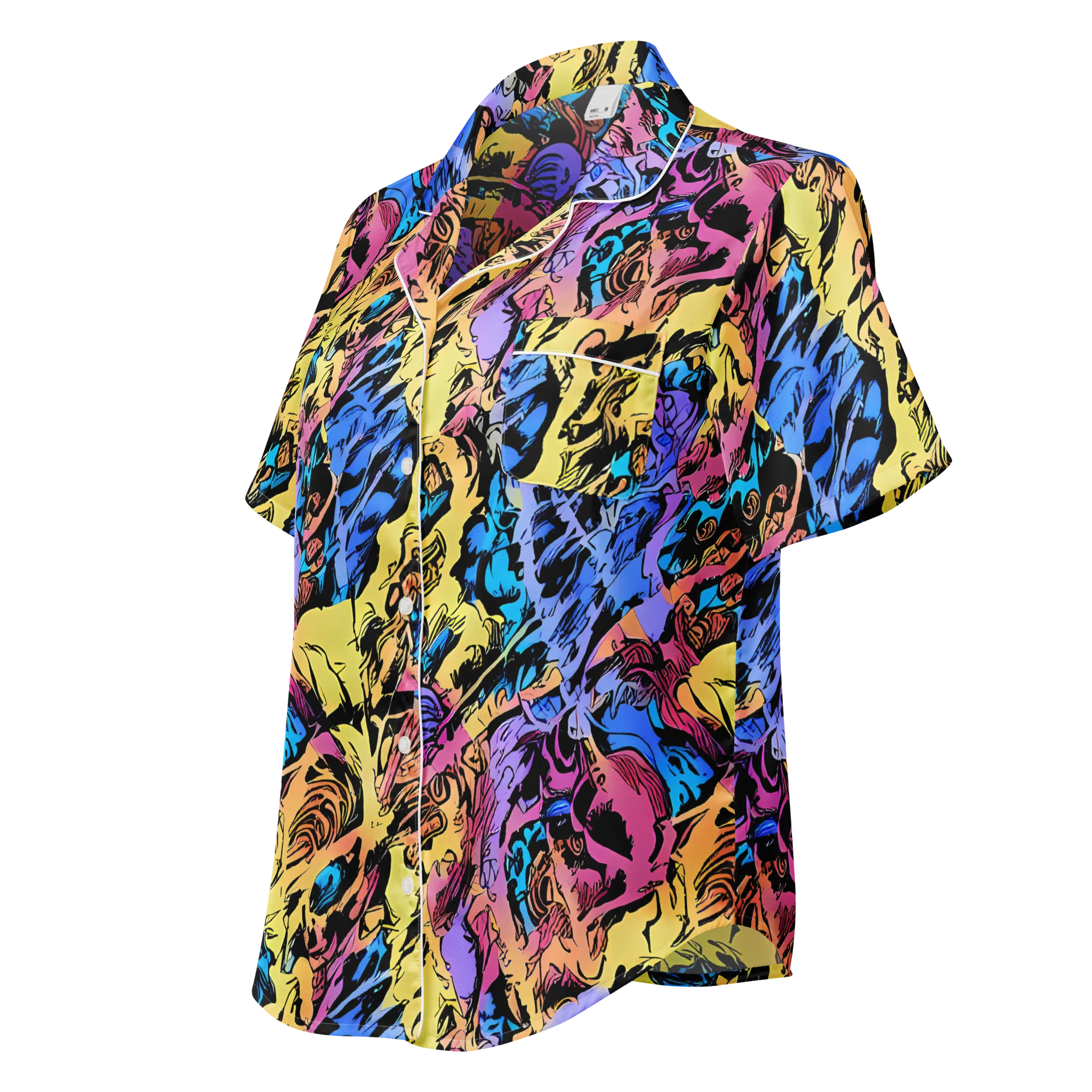 Pop-tide on Women's Short Sleeve Pajama Top — Left Front