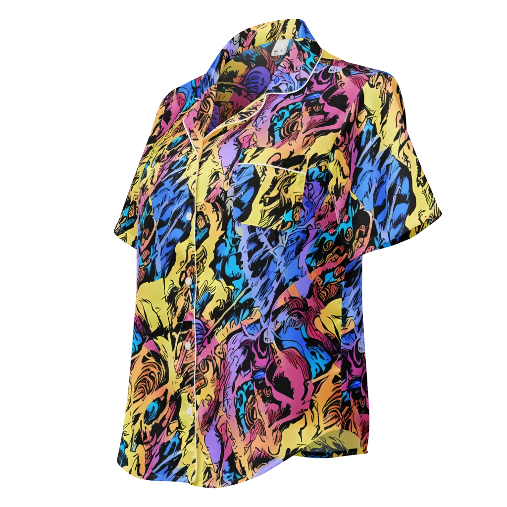Pop-tide on Women's Short Sleeve Pajama Top — Left Front
