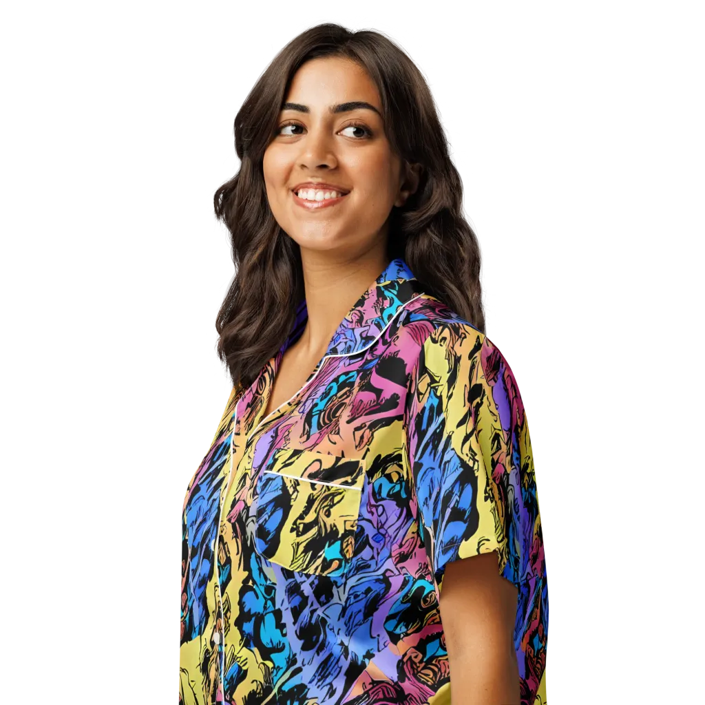 Pop-tide on Women's Short Sleeve Pajama Top — Left Front