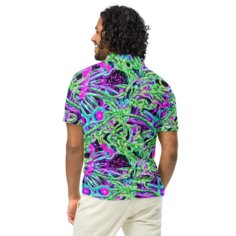 Cosmic Geckos on Men's Slim Fit Polo Shirt — Back