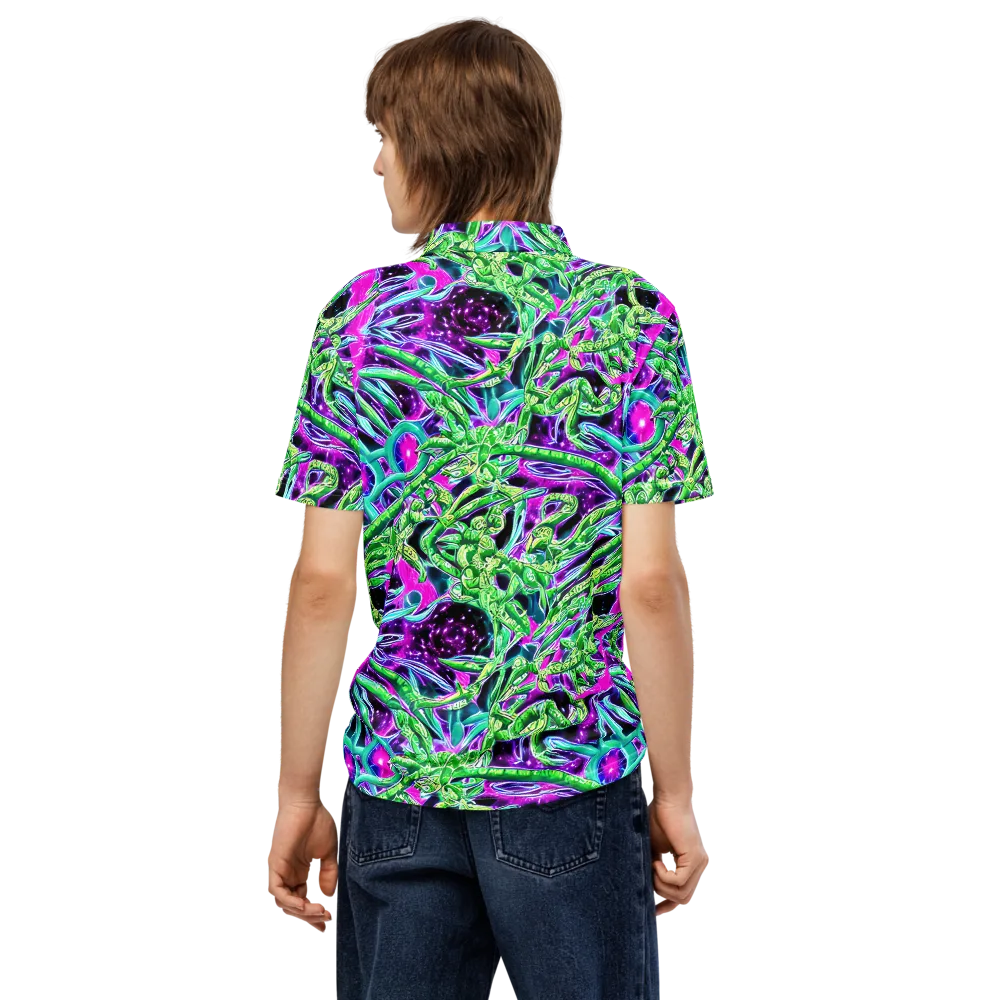 Cosmic Geckos on Men's Slim Fit Polo Shirt — Back