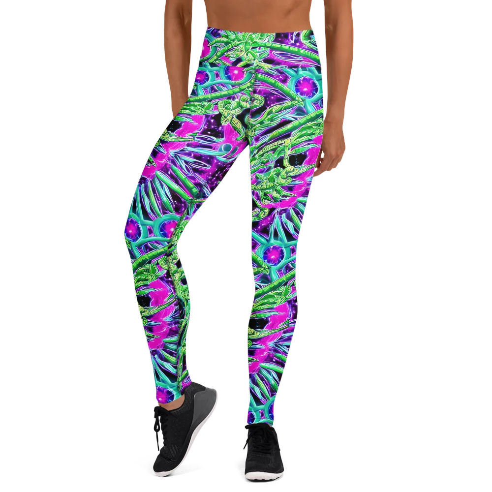 Cosmic Geckos on Yoga Leggings — Front