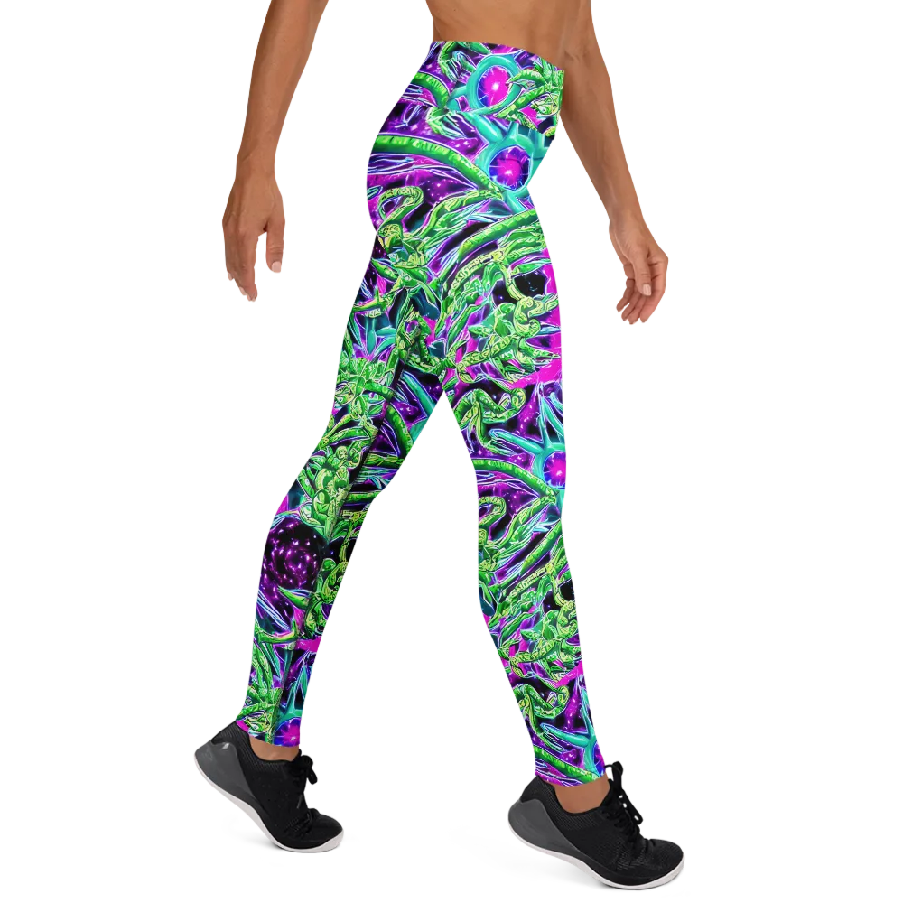 Cosmic Geckos on Yoga Leggings — Right