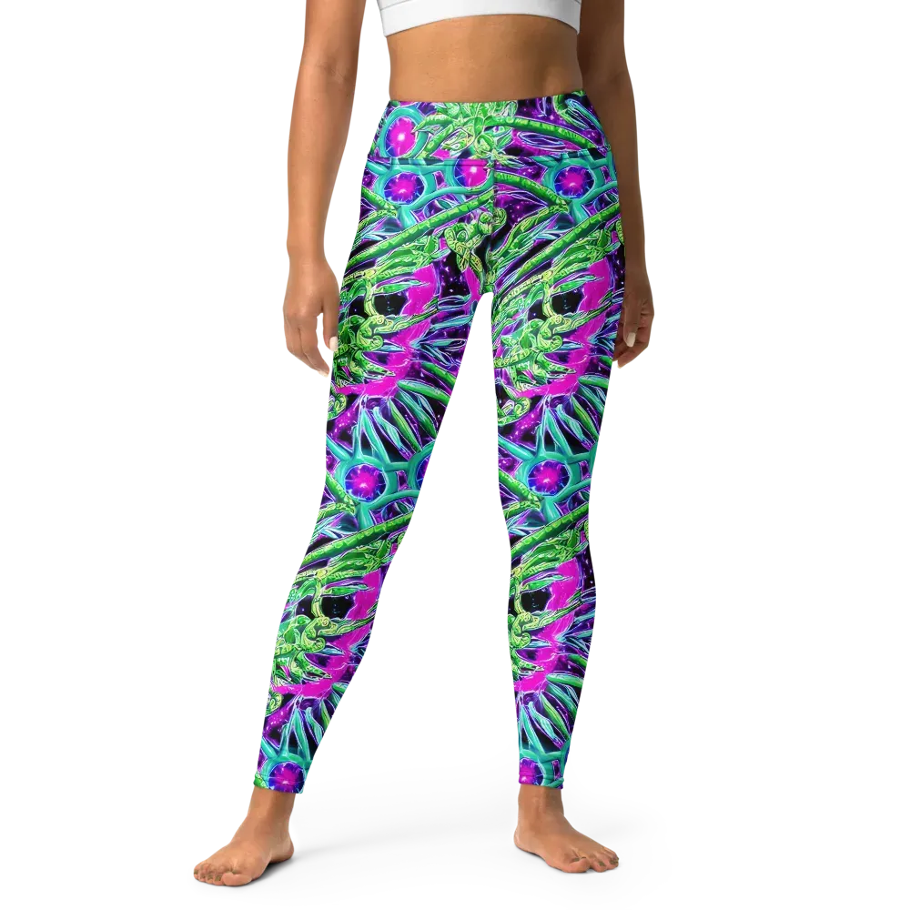Cosmic Geckos on Yoga Leggings — Front