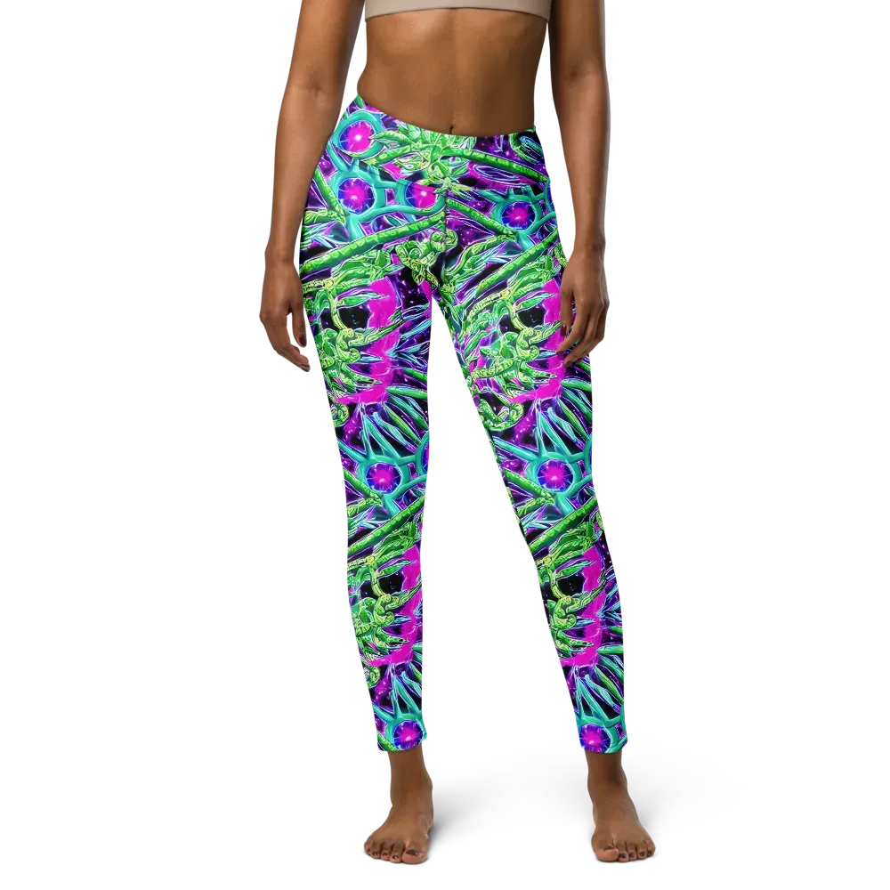 Cosmic Geckos on Yoga Leggings — Front