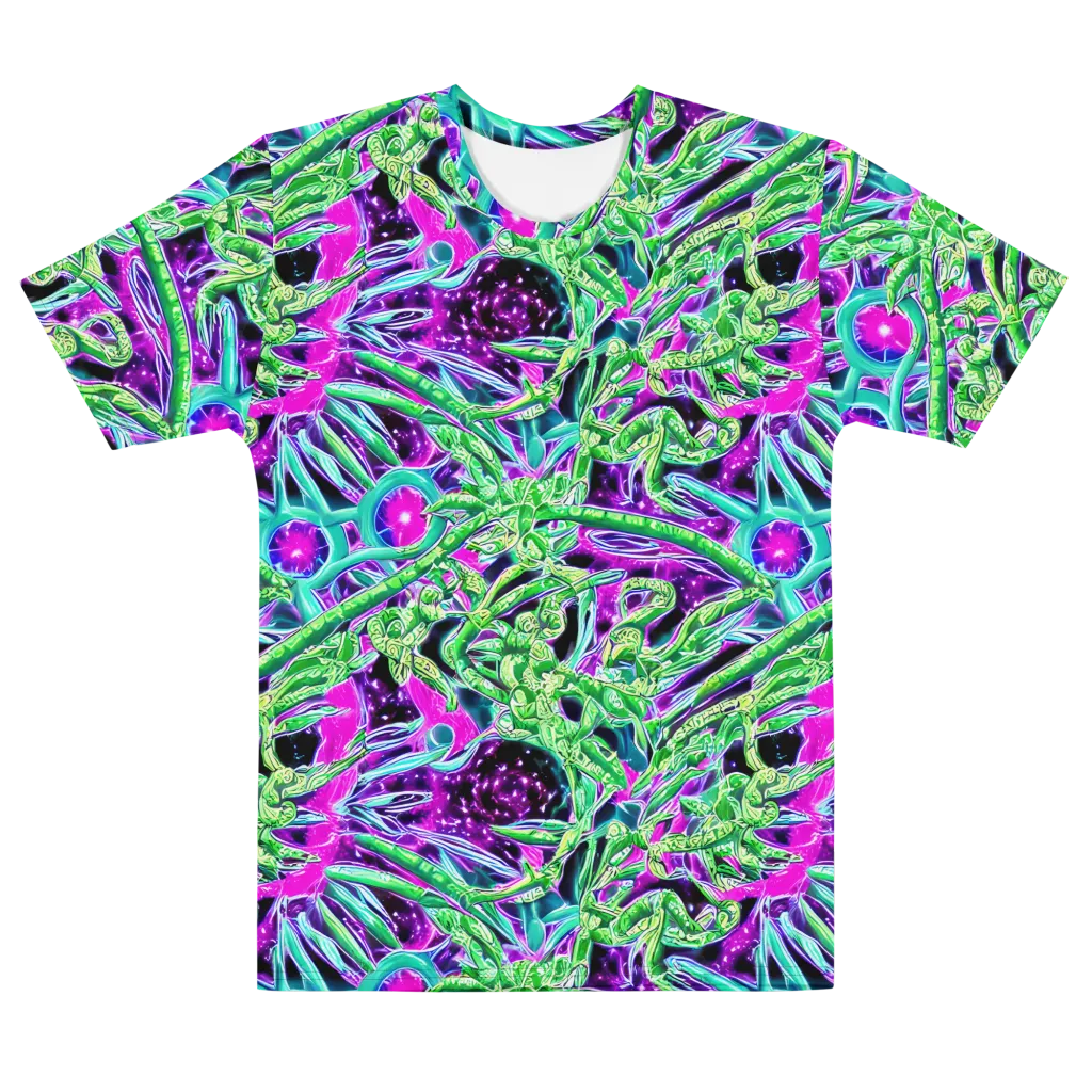 Cosmic Geckos on Men's Cotton Crew Neck T-Shirt — Front