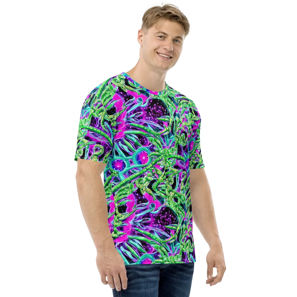 Cosmic Geckos on Men's Crew Neck T-Shirt — Right