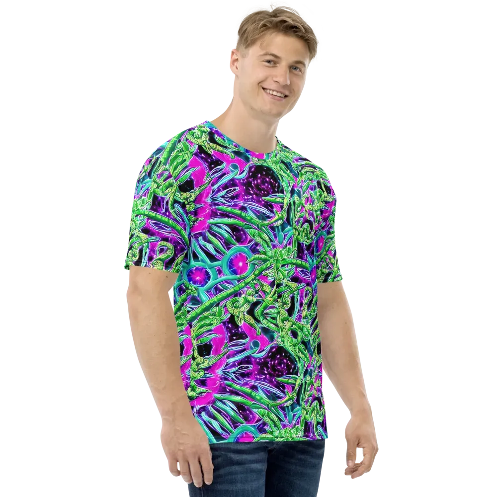 Cosmic Geckos on Men's Crew Neck T-Shirt — Right